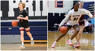 Which Section III boys, girls basketball players have scored highest percentage of team’s points?